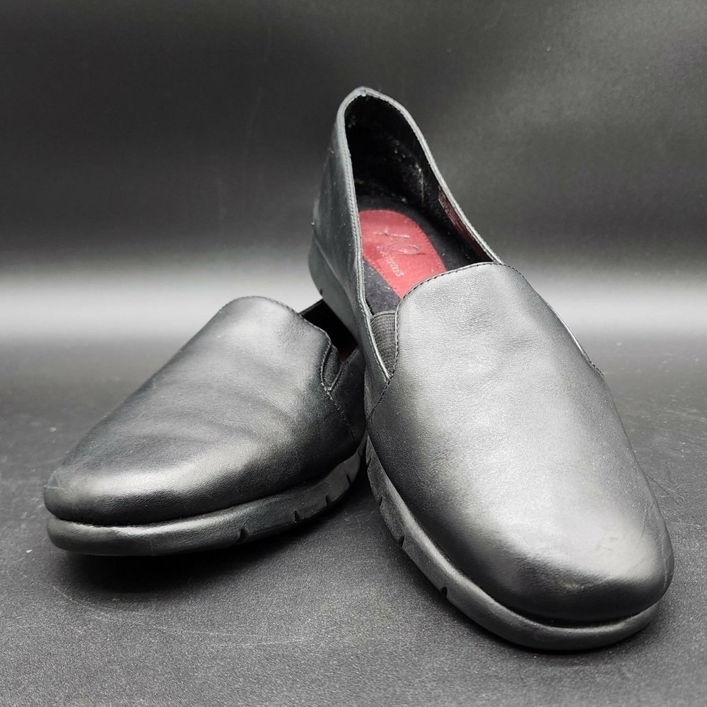 A2 by Aerosoles Party Fame Womens 8.5 M Black Leather Slip On Loafers Comfort